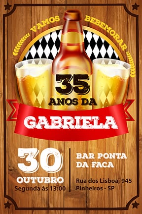 Modelo de Convite de Aniversario Adulto - Boteco Cerveja Convite de Aniversario Adulto - Boteco Cerveja