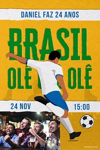 Modelo de Convite de Aniversario Adulto - Brasil amarelo Convite Brasil amarelo grátis para editar