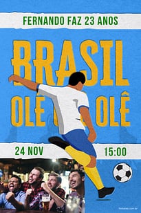 Modelo de Convite de Aniversario Adulto - Brasil Azul Convite Brasil Azul grátis para editar
