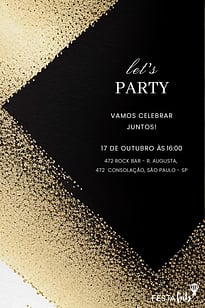 Modelo de Convite de Aniversario Adulto - Brilho e Sofisticacao Convite Brilho e Sofisticação grátis para editar