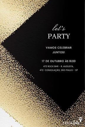 Modelo de Convite de Aniversario Adulto - Brilho e Sofisticacao Convite de Aniversario Adulto - Brilho e Sofisticacao