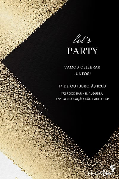 Criar convite de aniversário - Brilho e Sofisticação| FestaLab