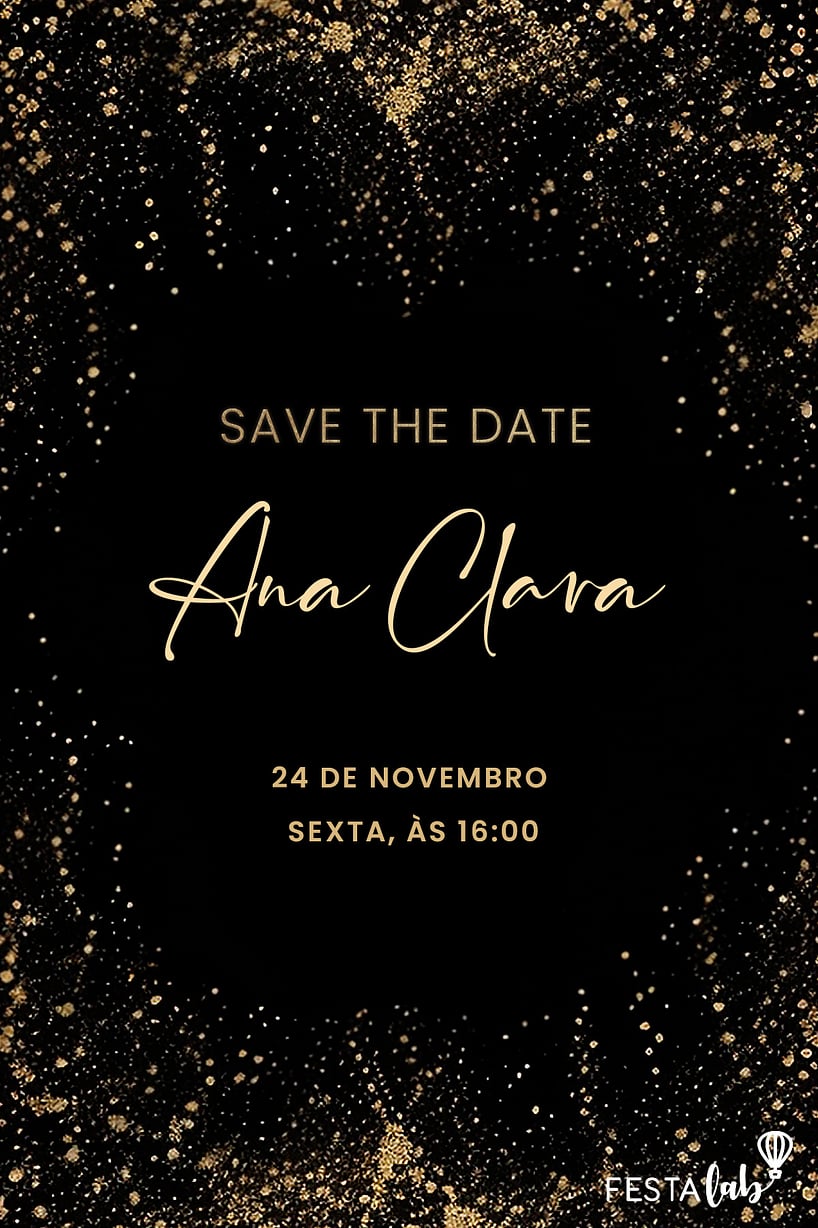 Convite de Aniversario Adulto - Brilho Noturno