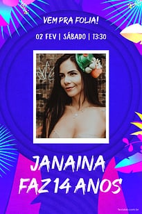 Modelo de Convite de Aniversario Adulto - Carnaval Neon Convite Carnaval Neon grátis para editar