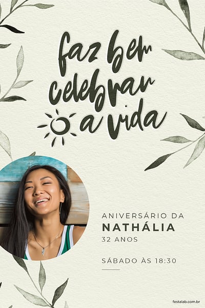 Criar convite de aniversário - Celebração Folhagem| FestaLab