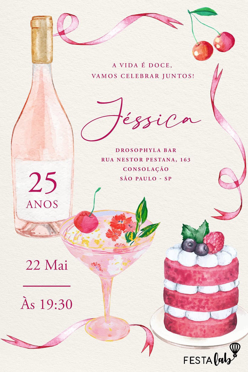 Convite Cherry Coded grátis para editar