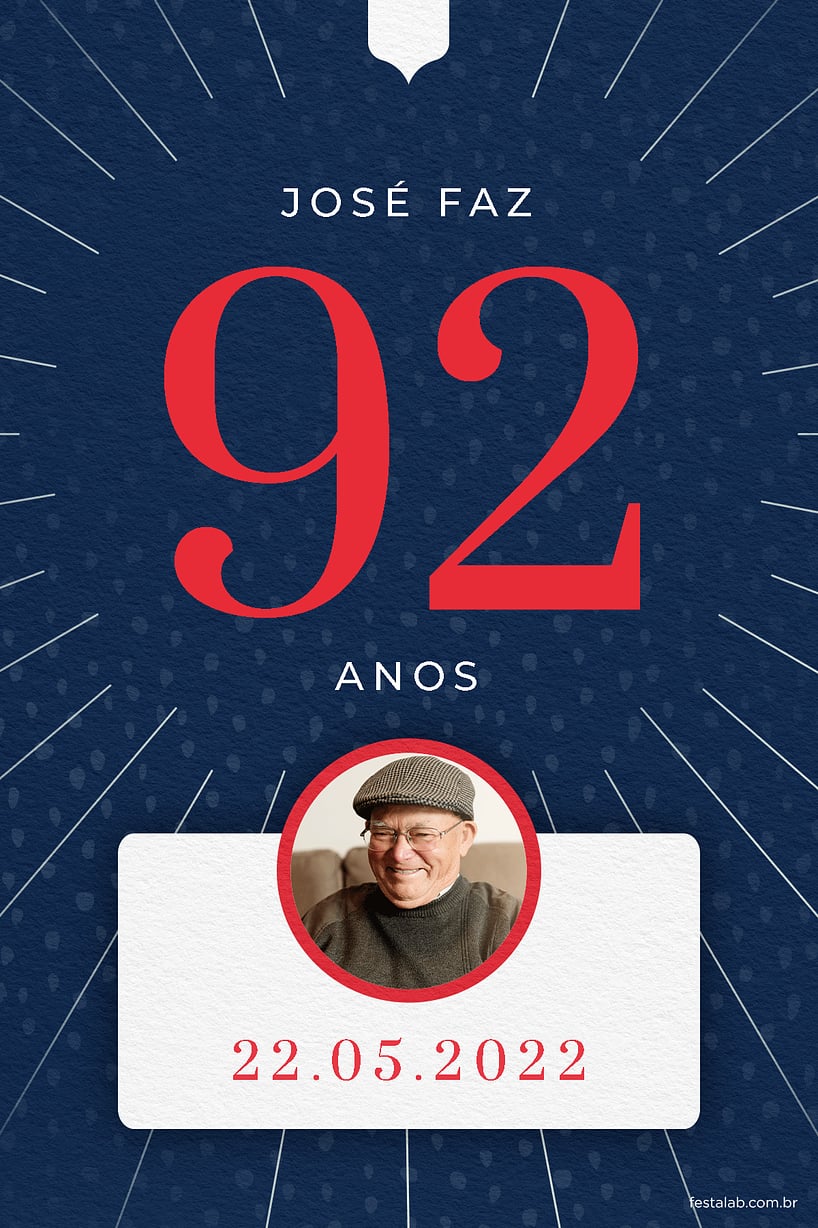 Convite de Aniversario Adulto - Classico Azul e Vermelho