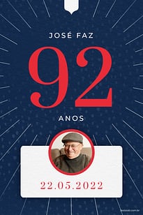 Modelo de Convite de Aniversario Adulto - Classico Azul e Vermelho Convite Classico Azul e Vermelho grátis para editar