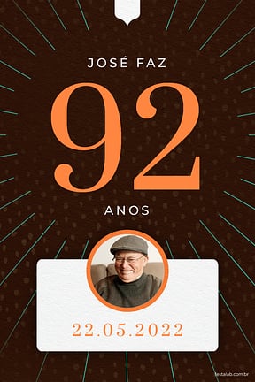 Convite de Aniversario Adulto - Classico Marrom e Verde