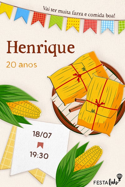 Modelo de Convite de Aniversario Adulto - Comidas de Festa Junina Convite Comidas de Festa Junina grátis para editar