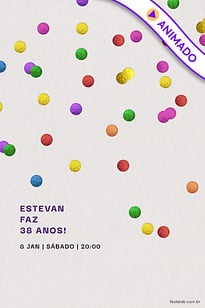 Modelo de Convite de Aniversario Adulto - Confete Convite Confete grátis para editar