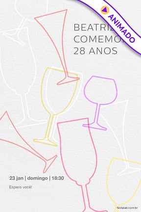 Modelo de Convite de Aniversario Adulto - Coqueteis Convite de Aniversario Adulto - Coqueteis
