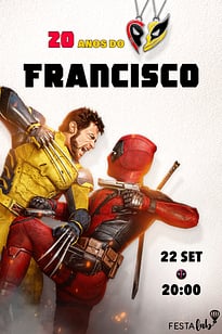 Modelo de Convite de Aniversario Adulto - Deadpool e Wolverine Convite Deadpool e Wolverine grátis para editar