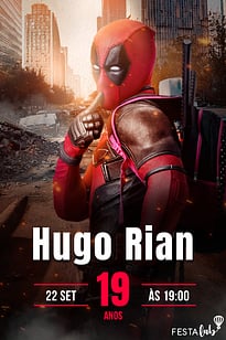 Modelo de Convite de Aniversario Adulto - Deadpool em cena Convite Deadpool em cena grátis para editar