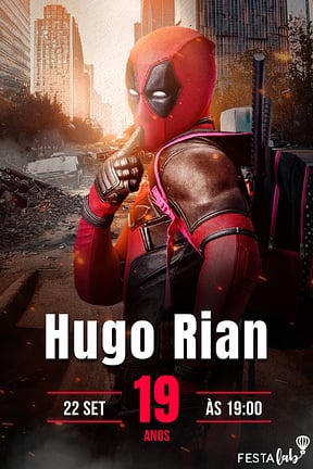 Convite de Aniversario Adulto - Deadpool em cena