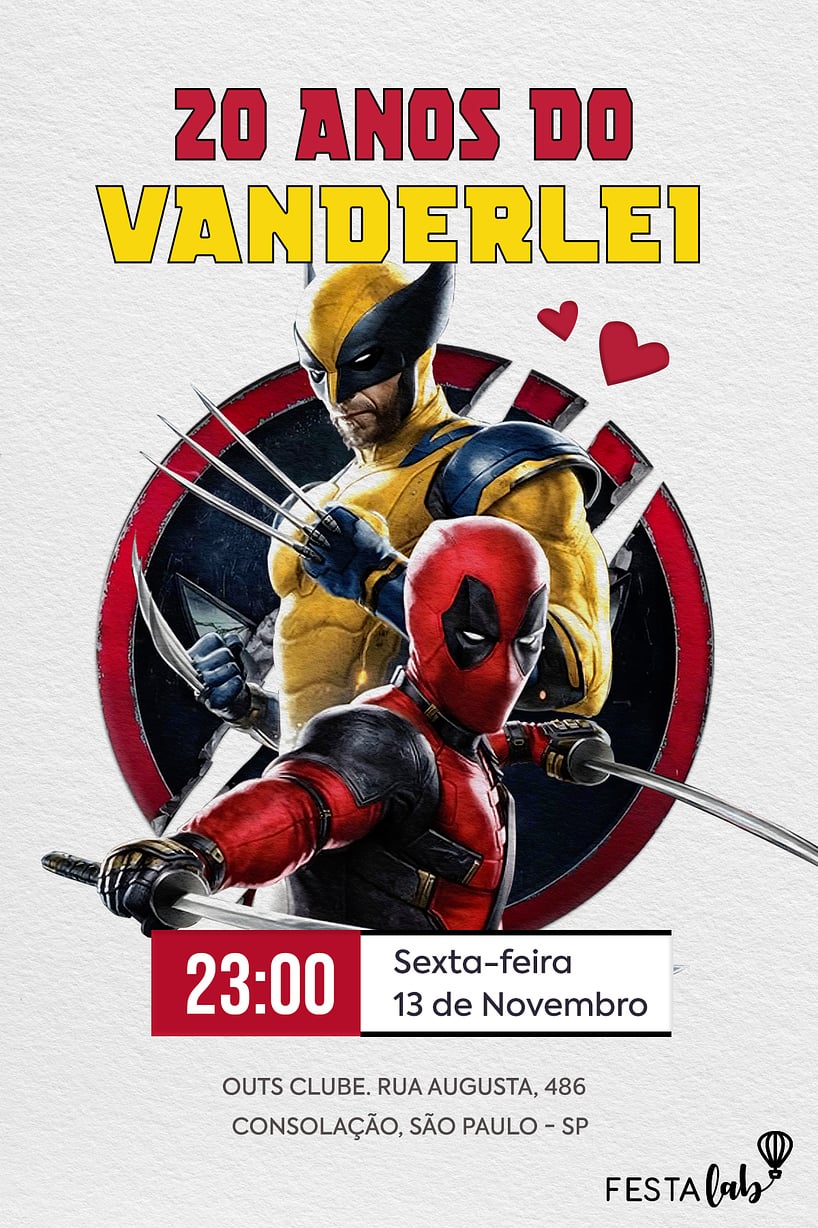 Criar convite de aniversário - Deadpool em uma aventura| FestaLab