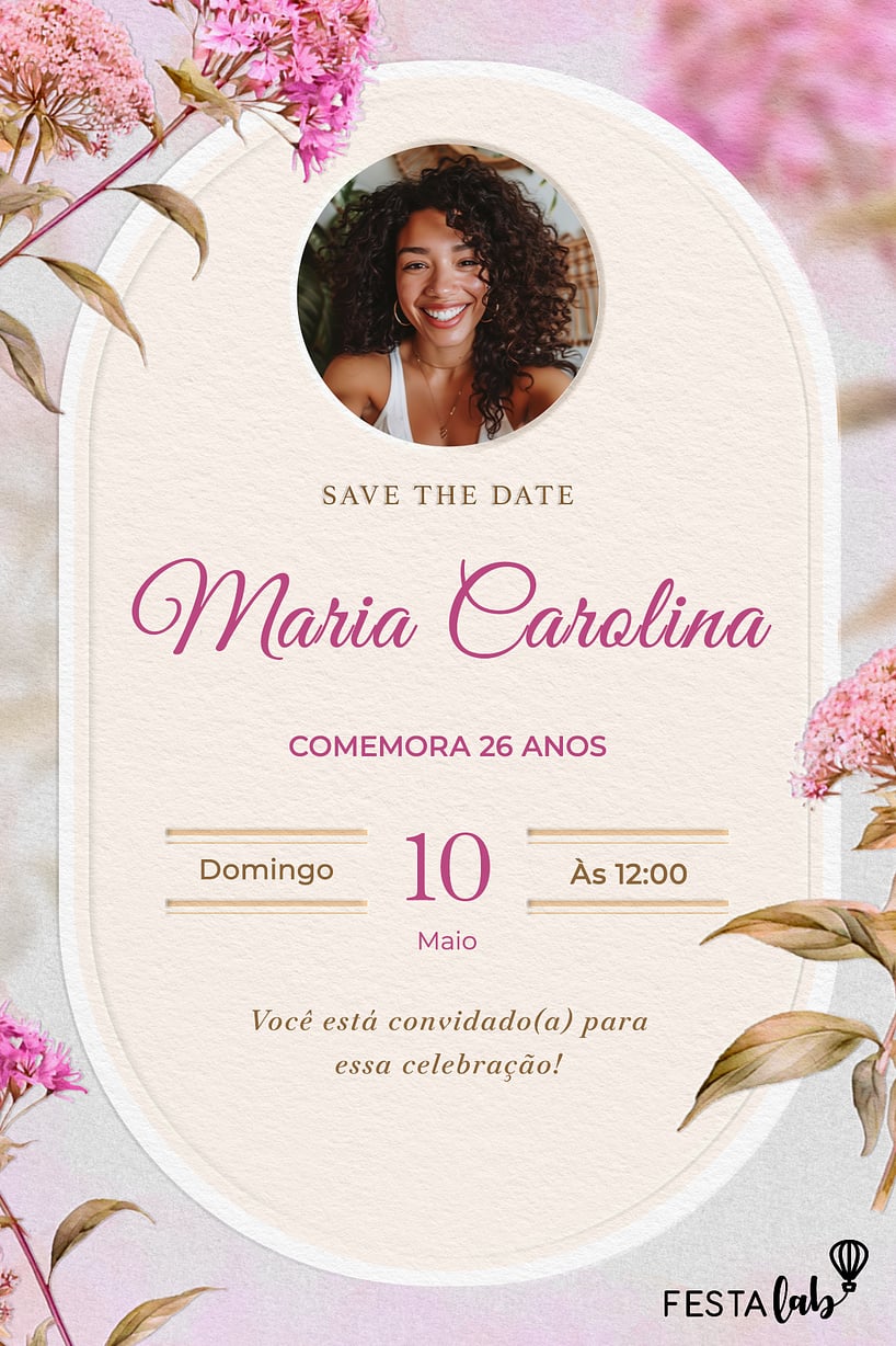 Convite de Aniversario Adulto - Comemoracao Florida