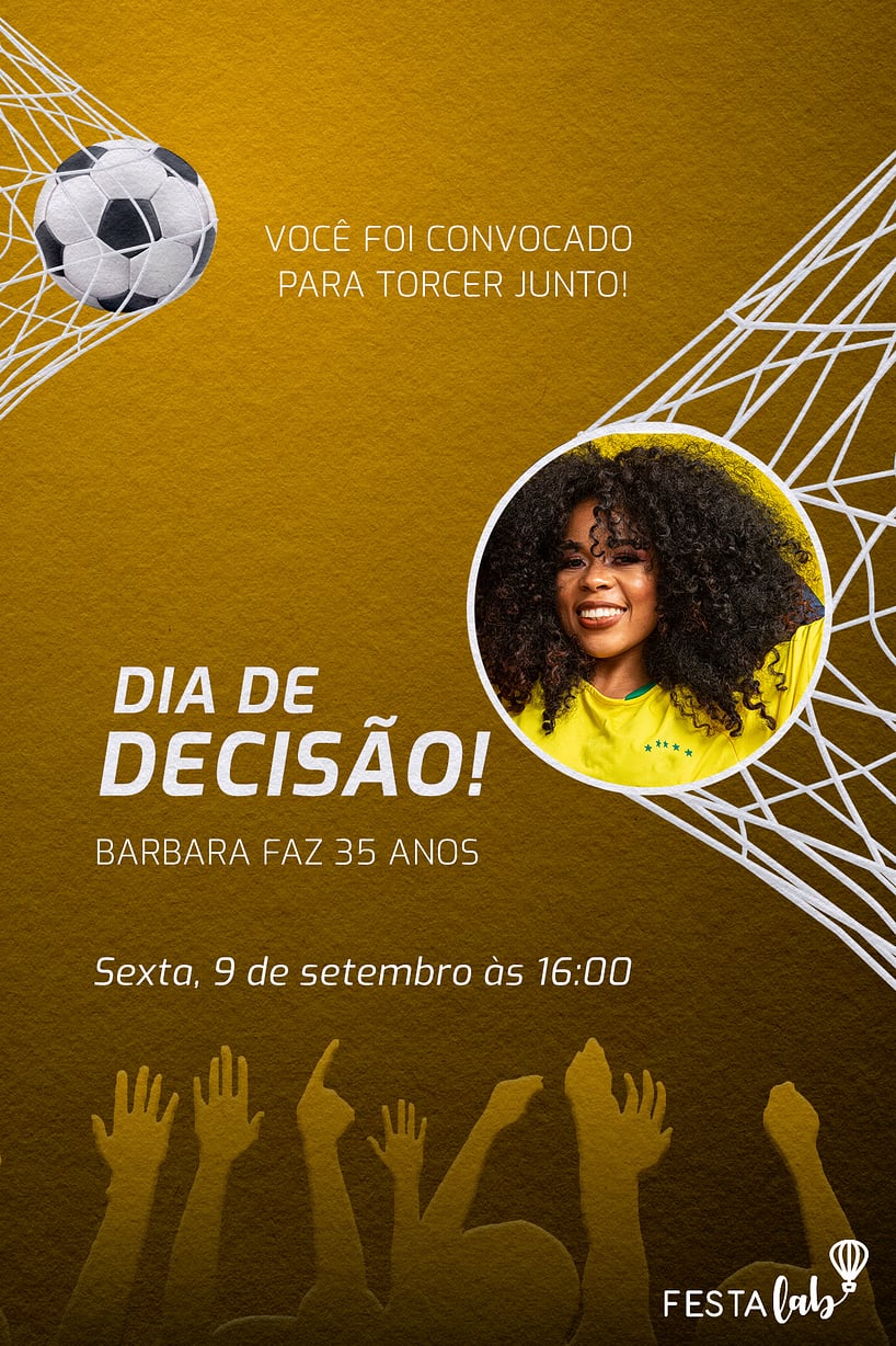 Convite Dia de Decisão amarelo grátis para editar