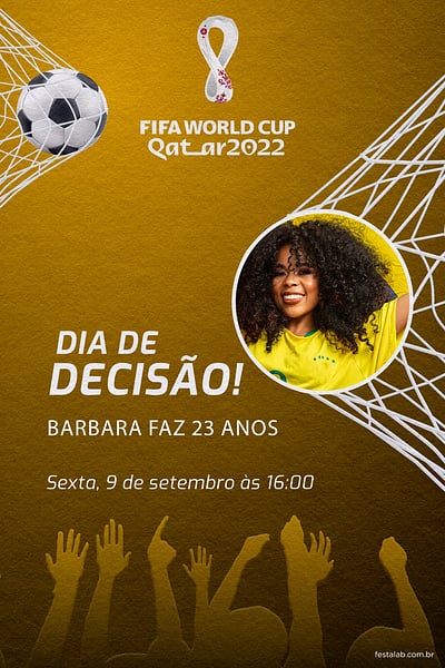 Modelo de Convite de Aniversario Adulto - Dia de Descisao amarelo Convite Dia de Descisão amarelo grátis para editar