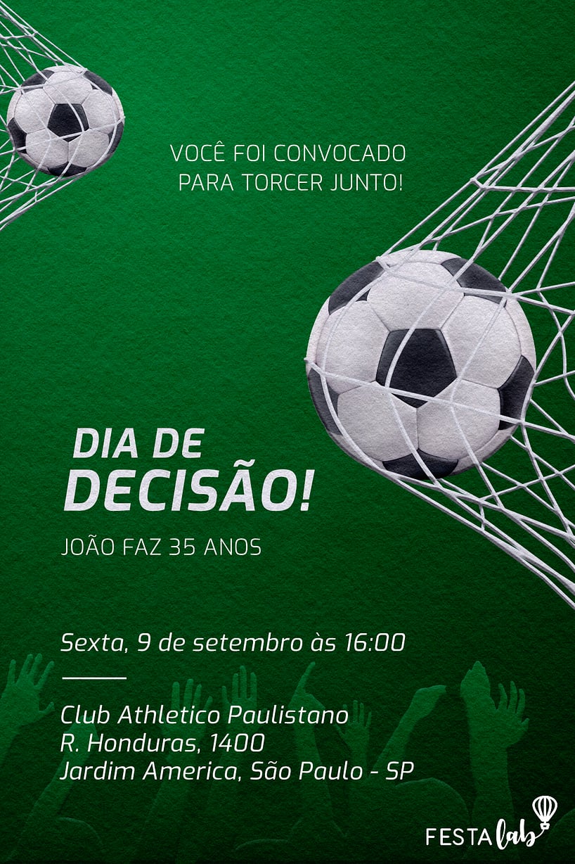 Convite Dia de Decisão verde grátis para editar