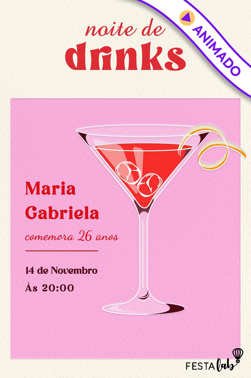 Convite Dry Martini grátis para editar