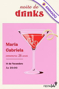 Modelo de Convite de Aniversario Adulto - Dry Martini Convite Dry Martini grátis para editar