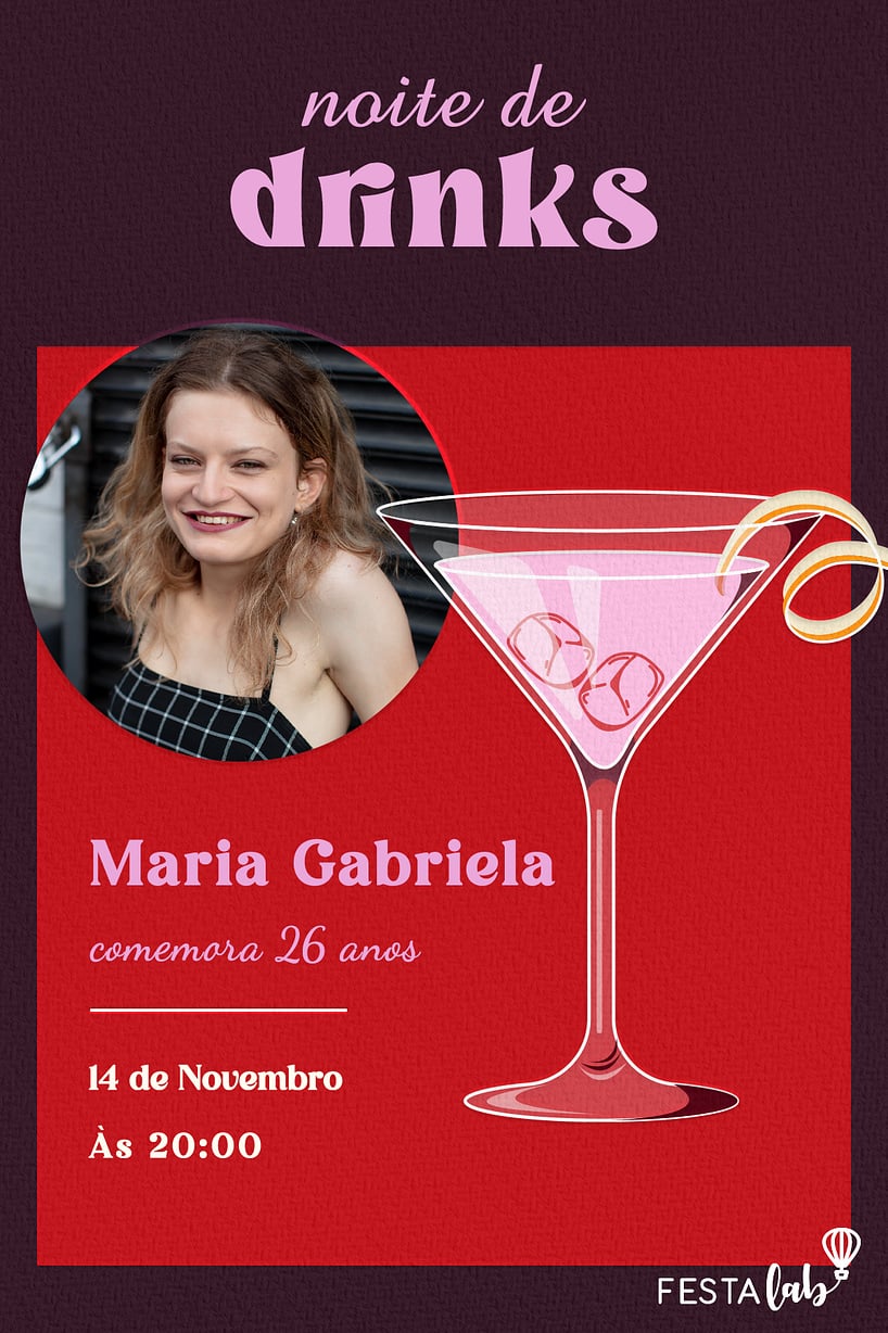 Convite Dry Martini Night grátis para editar