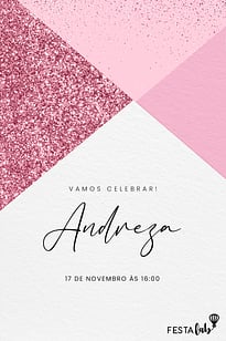 Modelo de Convite de Aniversario Adulto - Elega?ncia Cintilante Convite Elegância Cintilante grátis para editar