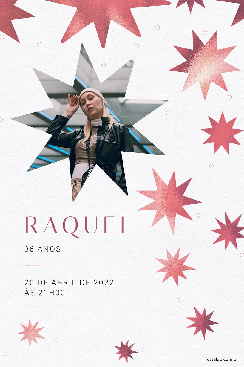 Convite de Aniversario Adulto - Estrelado Vermelho