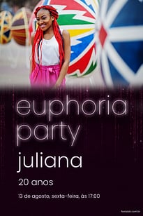 Modelo de Convite de Aniversario Adulto - Euforia Noturna Convite Euforia Noturna grátis para editar