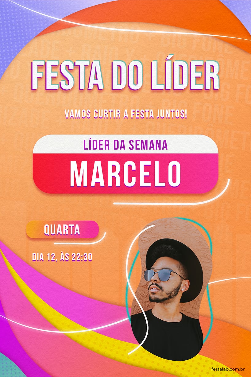 Convite de Aniversario Adulto - Festa do Lider