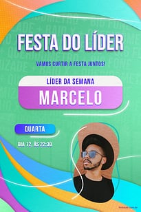 Modelo de Convite de Aniversario Adulto - Festa do Lider! Verde Convite Festa do Lider! Verde grátis para editar
