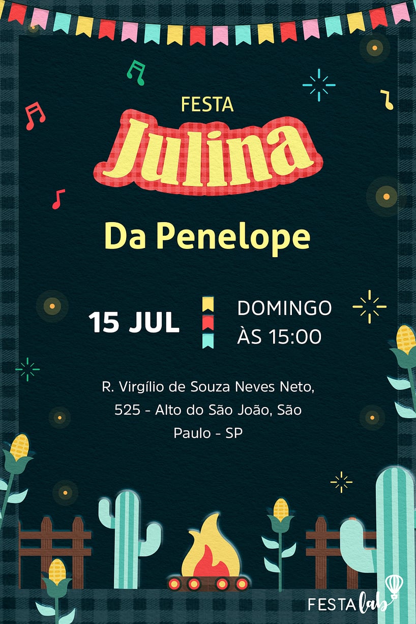 Criar convite de aniversário - Festa Julina| FestaLab
