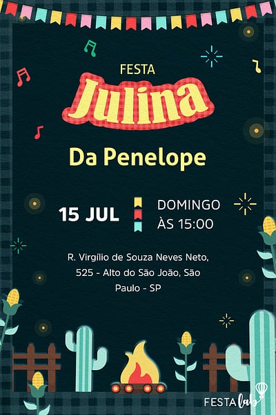 Modelo de Convite de Aniversario Adulto - Festa Julina Convite Festa Julina grátis para editar