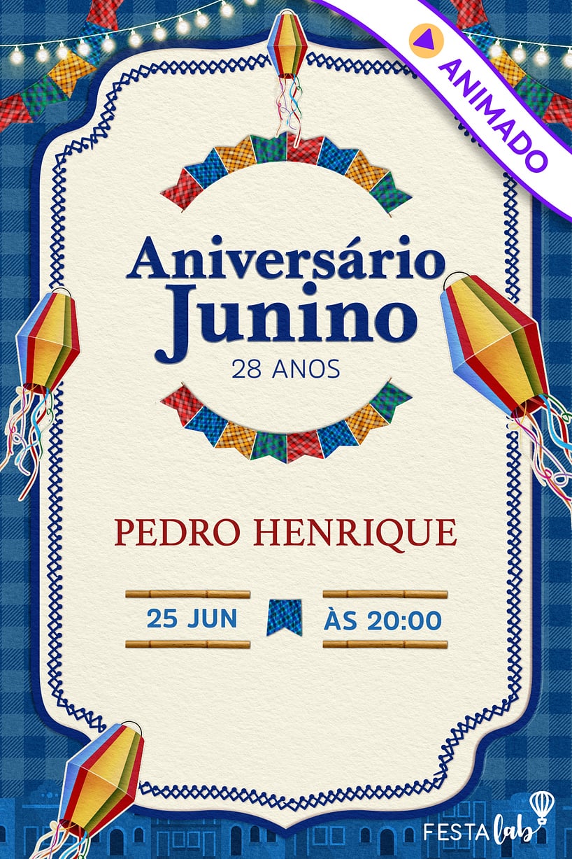 Modelo de Convite de Aniversario Adulto - Festa Junina da Alegria Convite Festa Junina da Alegria grátis para editar