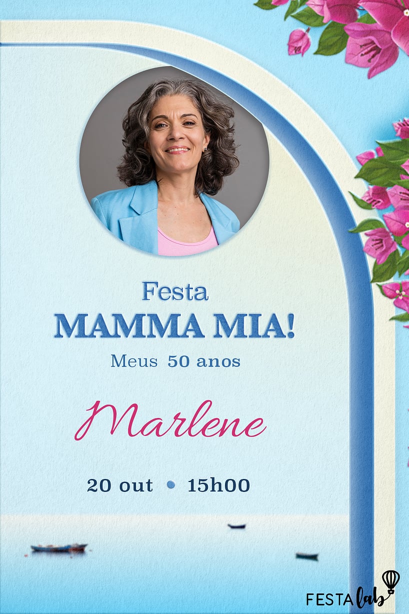 Convite Festa Mamma Mia! grátis para editar