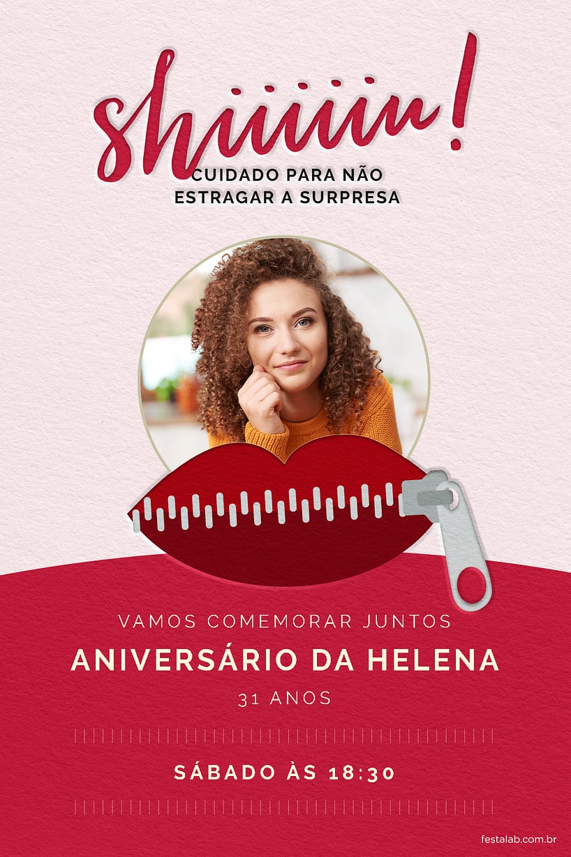 Convite Festa surpresa cor rosa grátis para editar