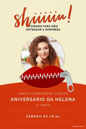 Modelo de Convite de Aniversario Adulto - Festa Surpresa cor vermelha Convite de Aniversario Adulto - Festa Surpresa cor vermelha