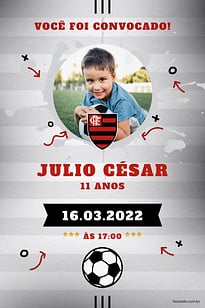 Convite Flamengão Branco grátis para editar