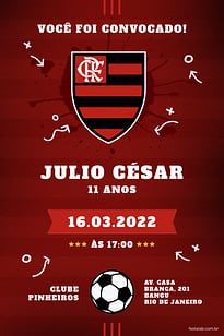 Convite Flamengão Vermelho grátis para editar