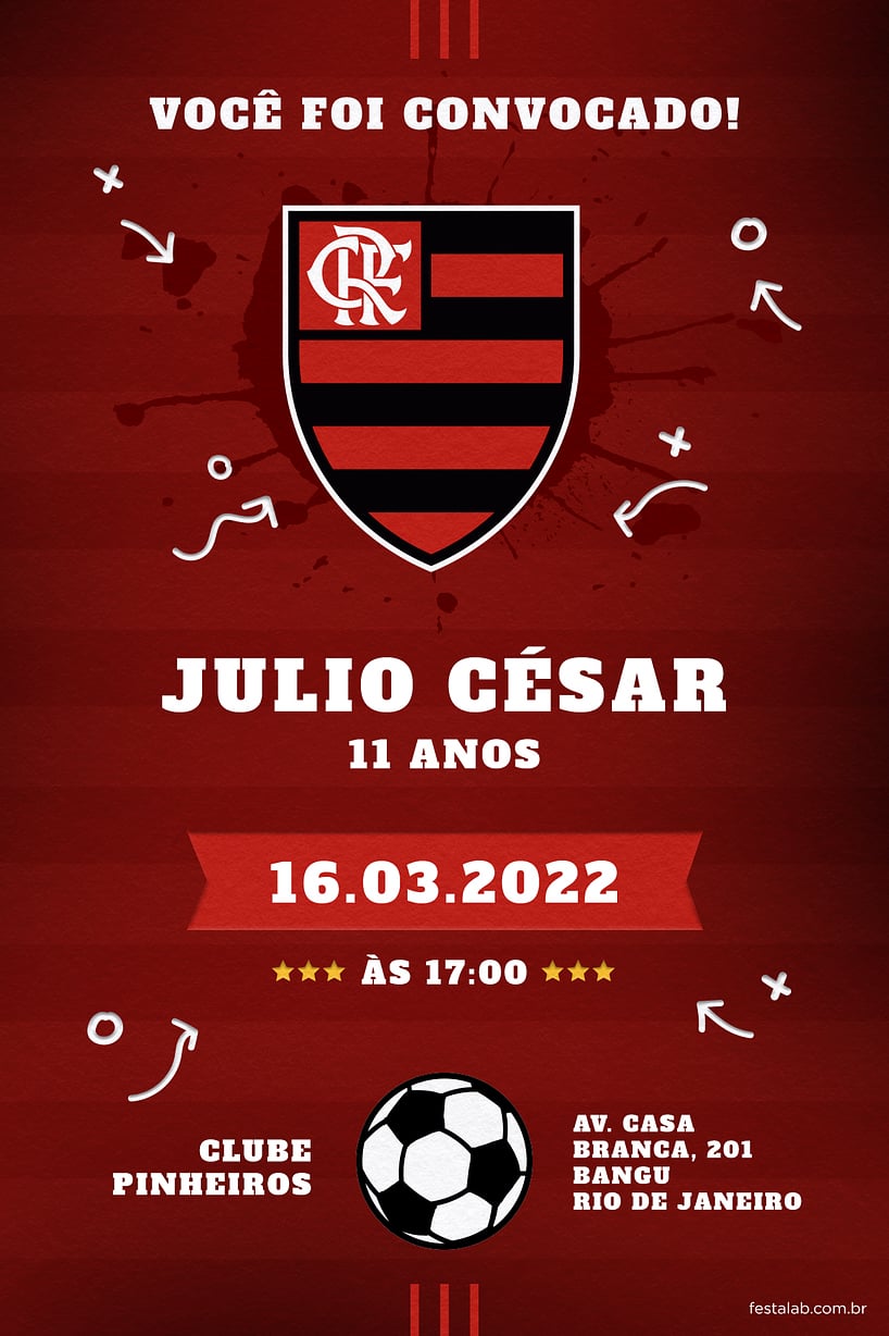Modelo de Convite de Aniversario Adulto - Flamengao Vermelho Convite de Aniversario Adulto - Flamengao Vermelho