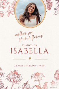 Modelo de Convite de Aniversario Adulto - Flor-ir vermelho Convite Flor-ir vermelho grátis para editar