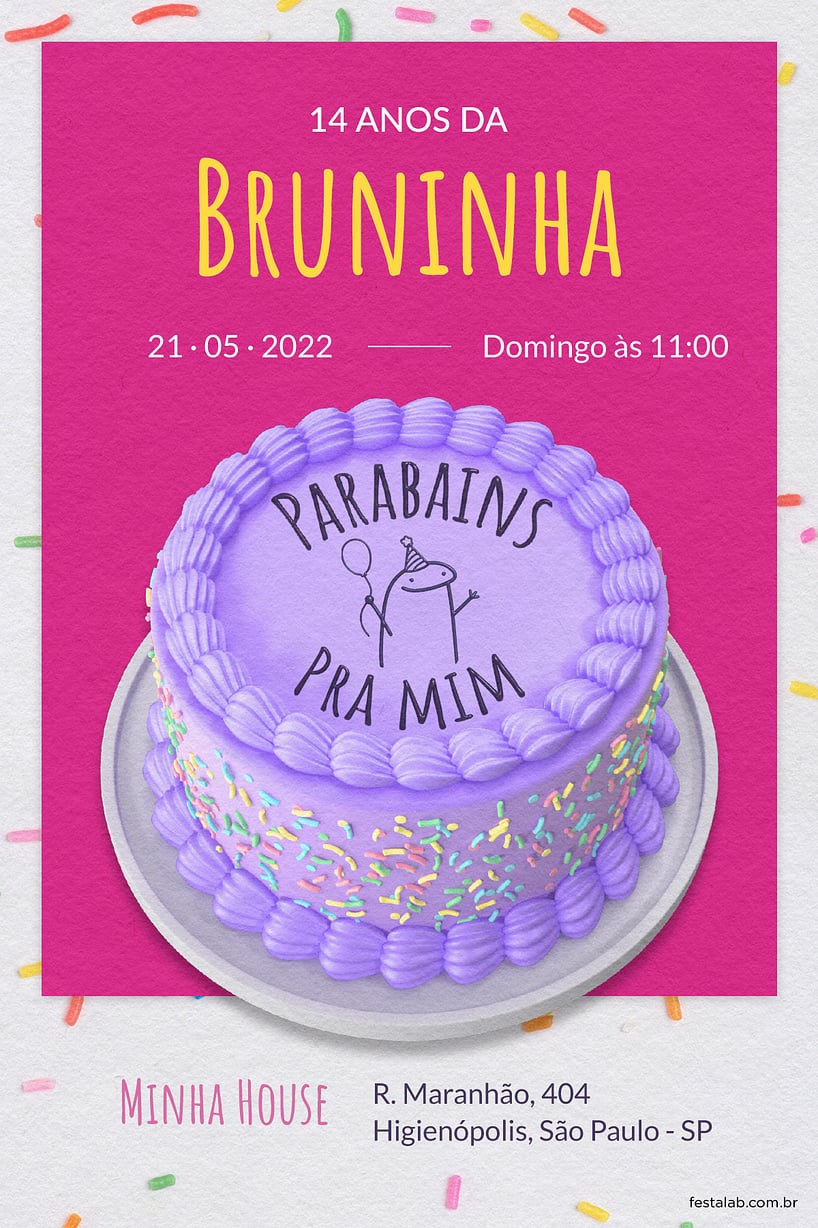 Convite Flork Cake grátis para editar