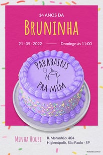 Modelo de Convite de Aniversario Adulto - Flork Cake Convite Flork Cake grátis para editar