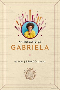 Modelo de Convite de Aniversario Adulto - Fogos de Aniversario Convite Fogos de Aniversário grátis para editar