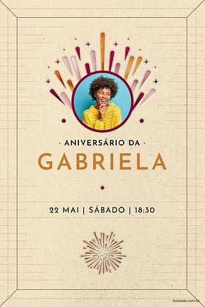 Convite de Aniversario Adulto - Fogos de Aniversario