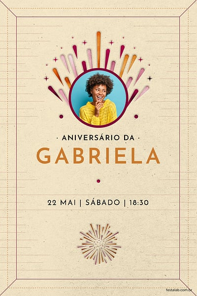 Modelo de Convite de Aniversario Adulto - Fogos de Aniversario Convite Fogos de Aniversário grátis para editar