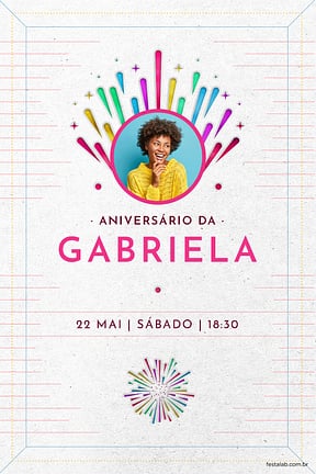 Modelo de Convite de Aniversario Adulto - Fogos de Aniversario Rosa Convite de Aniversario Adulto - Fogos de Aniversario Rosa