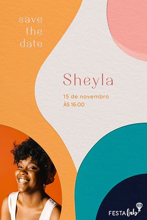 Convite de Aniversario Adulto - Formas Organicas