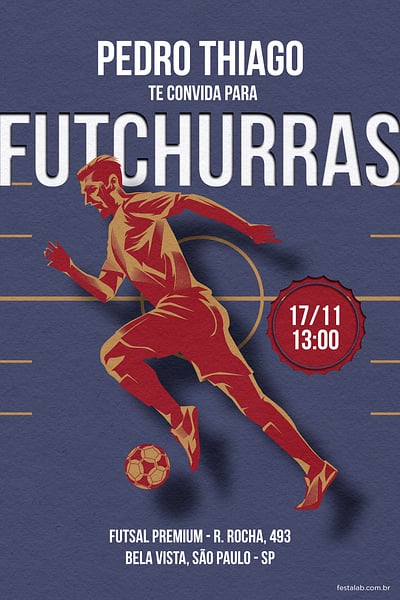 Modelo de Convite de Aniversario Adulto - Futchurras Convite Futchurras grátis para editar
